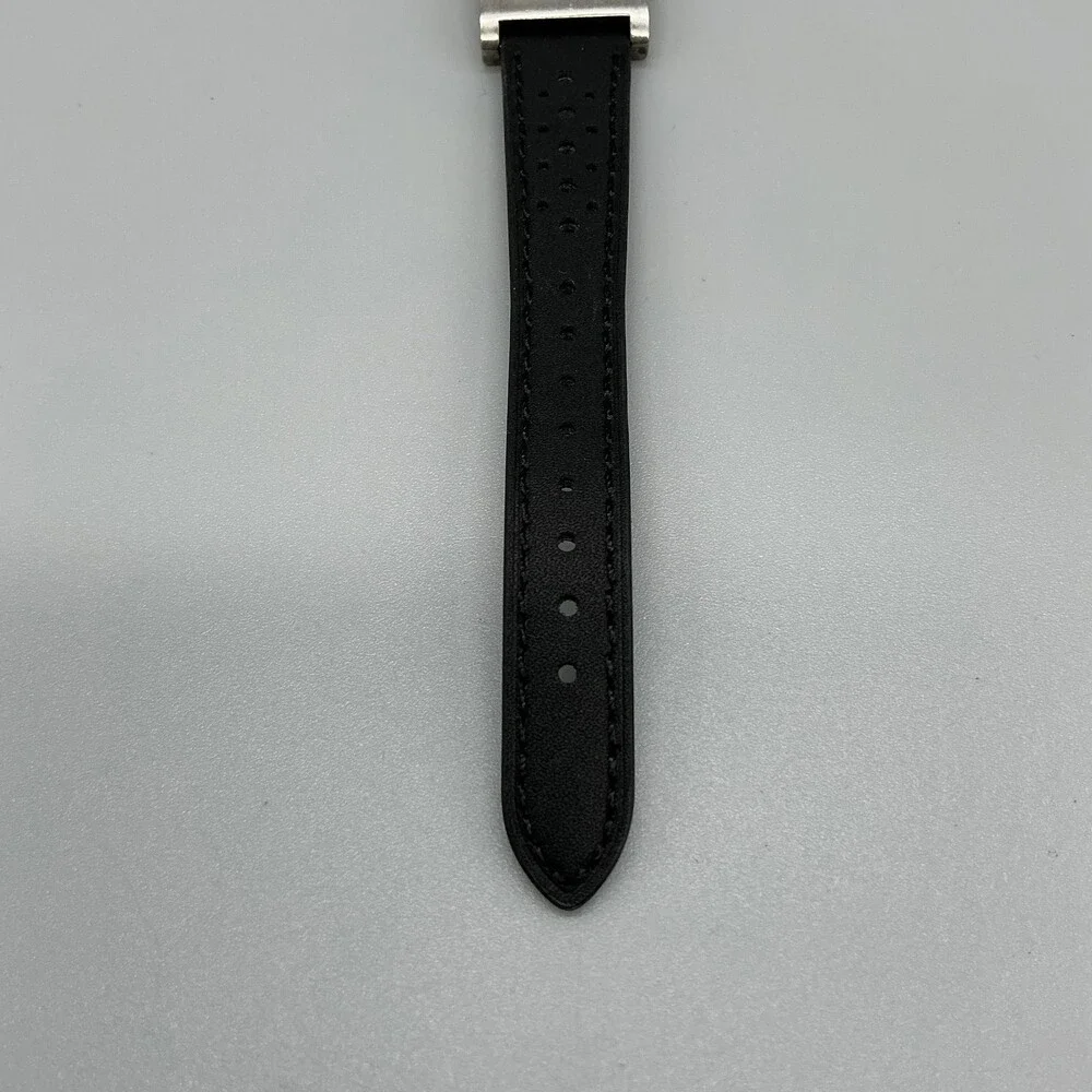 Vestal Electra Womens Watch 23mm Silver Tone Black Leather New Battery